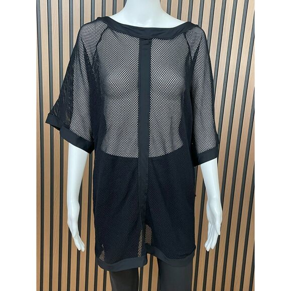 Carmen Marc Valvo Women's XS Black Cover Up Mesh Fishnet Sheer Swimwear Top - Picture 1 of 8